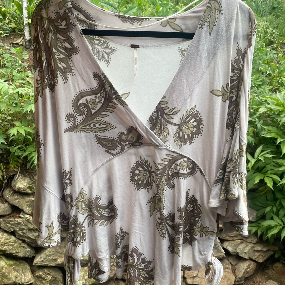 Free People Flowy Open Side Tie Top